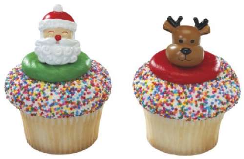 Santa And Reindeer Cupcake Rings - Click Image to Close